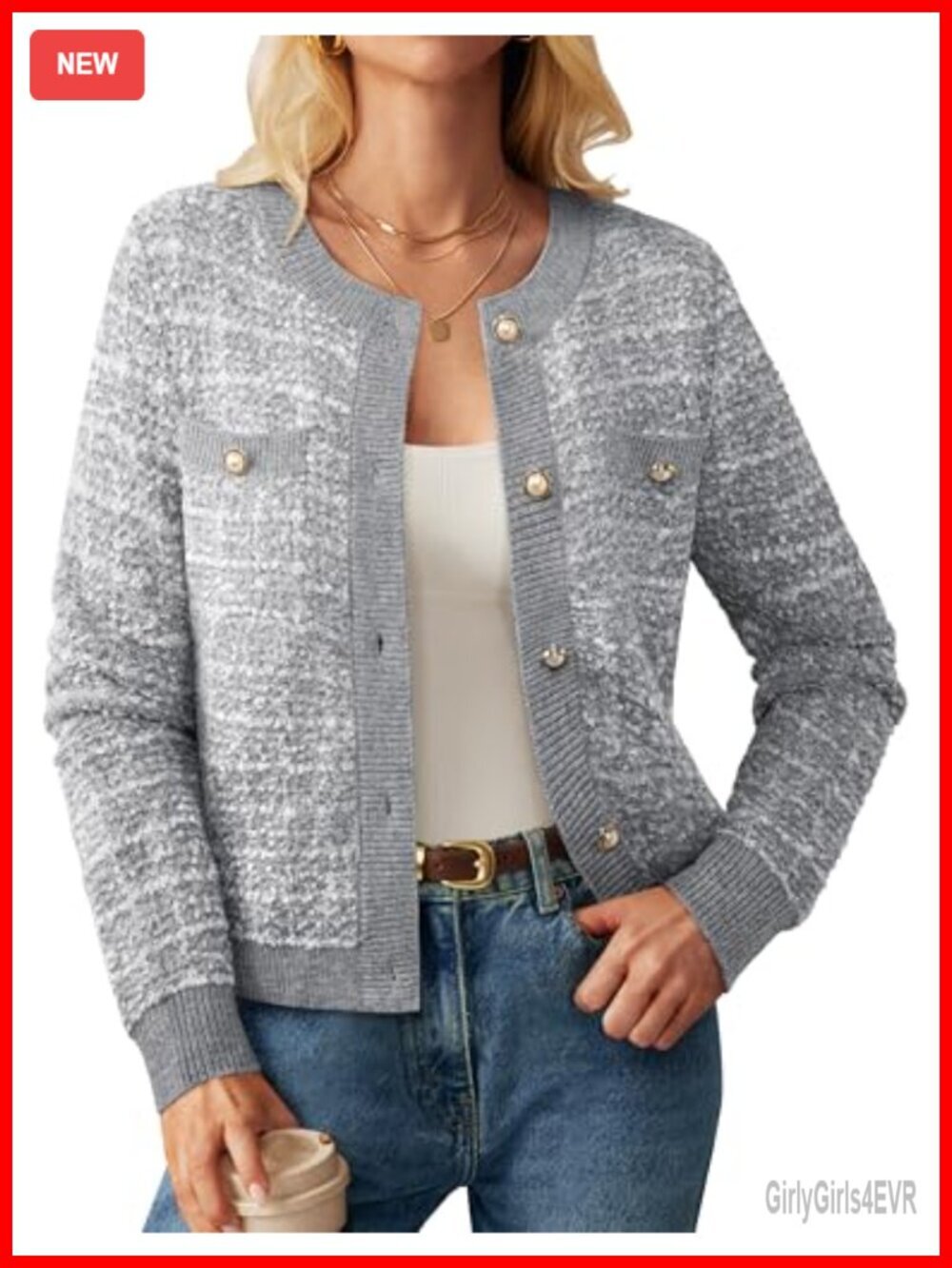 Open Front Button Down Long Sleeve Texture Knit Cardigan Sweater with Pockets